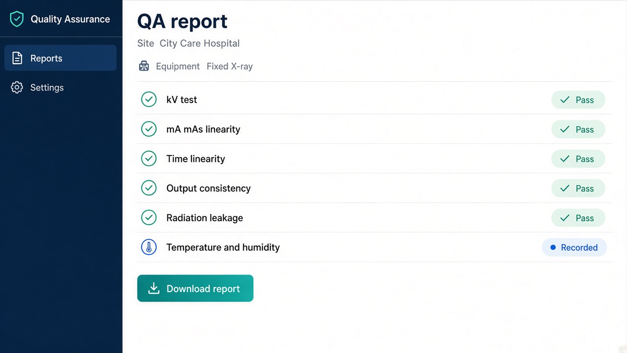 QA report checklist for an X-ray visit