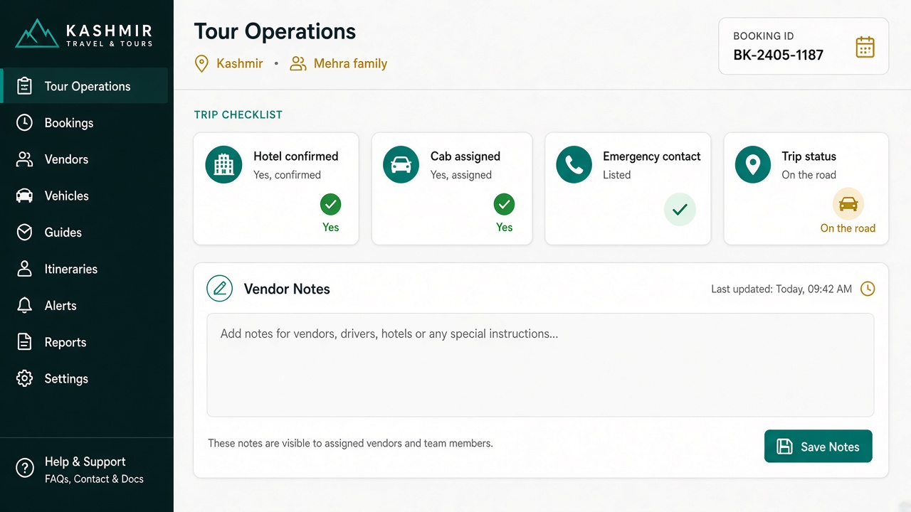 Tour operations screen in TravelCRM